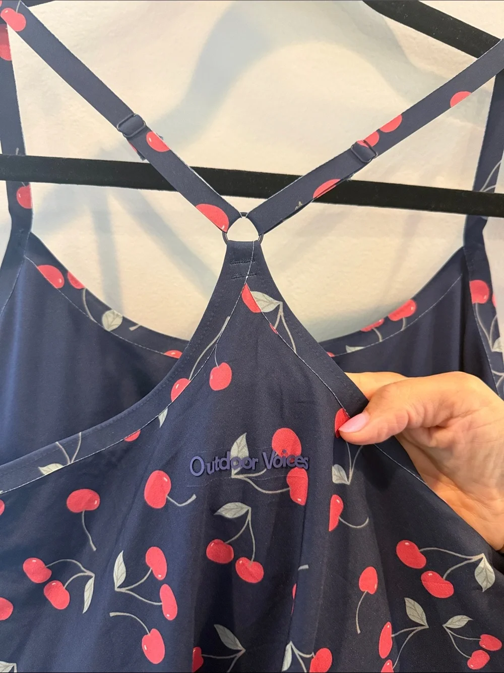 Outdoor voice active dress skort with shorts large Navy Cherry Print Slip Dress